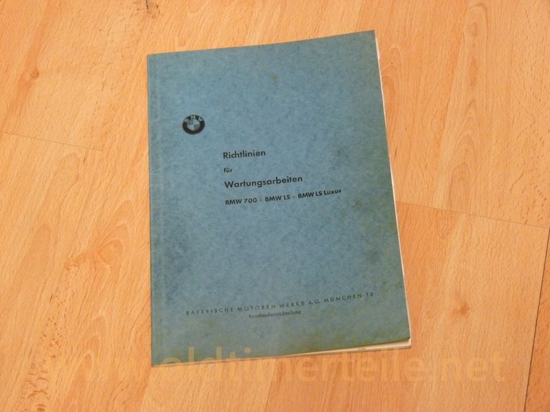 für Wartungsarbeiten BMW 700+ BMW LS + BMW Luxus,
von der Kundendienstabteilung der Bayrischen Motorenwerke
Print-Nr.: 9099775 im DIN-A4 Format, 78 Seiten 