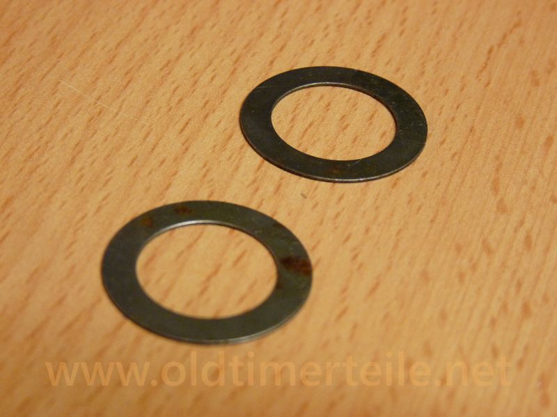 Washer
unsortiert von 0,5 bis 1,5 mm dick
31212027718 
31212027720  0,50mm
31212027721  0,75mm 
31212027722  1,00mm
31212027723  1,25mm
31212027724  1,50mm
Durchmesser 17,5x26,0mm